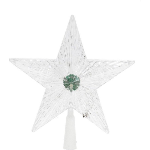 Gerim - kerst ster piek - met gekleurd LED licht - kunststof - 22,5 cm