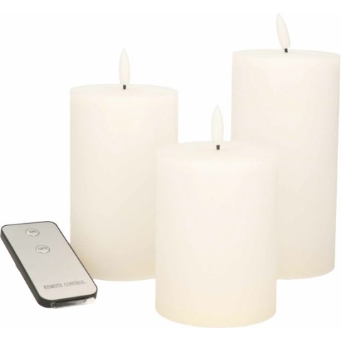 Anna's Collection LED Stompkaarsen met afstandsbediening - 6x - wit - 10/12.5/15 cm
