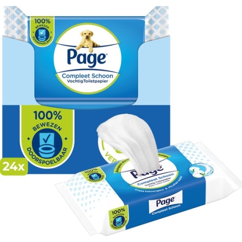 Page vochtig toiletpapier - 24 x 38 stuks - Compleet Schoon vochtig wc papier - extra voordeel