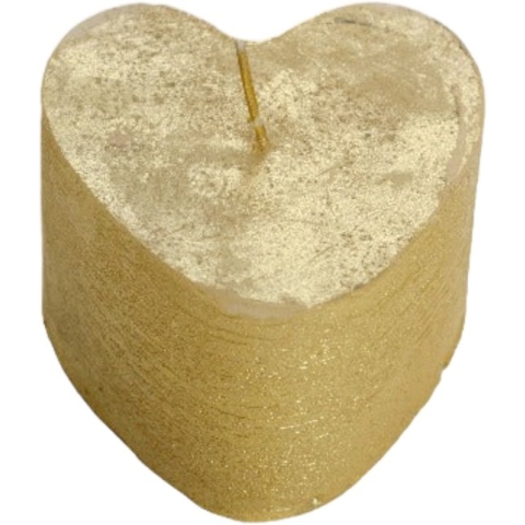 Rustik Lys Figuurkaarsen - Hartjes - 1 Stuk - Goud - 8 x 5,5 cm