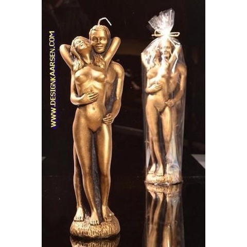 Vrouw en Man kaars, H: 29 cm, GOUD