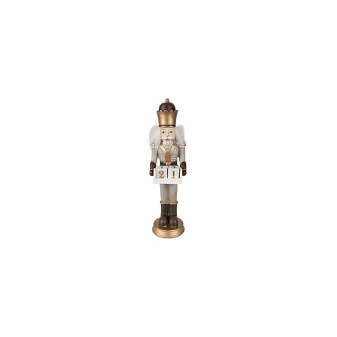Clayre & Eef Beeld Notenkraker 22 cm Grijs Polyresin Kerstfiguren