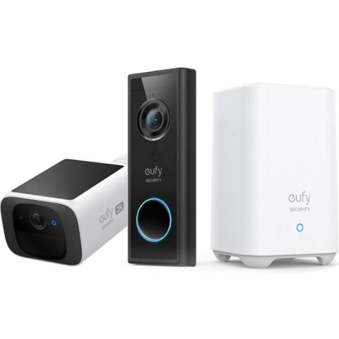 eufy Security - Wireless Video Doorbell 2K + eufy security S220 SoloCam - On-Device AI for Human Detection - Solar Security Camera - Wireless Outdoor Camera - Forever Power