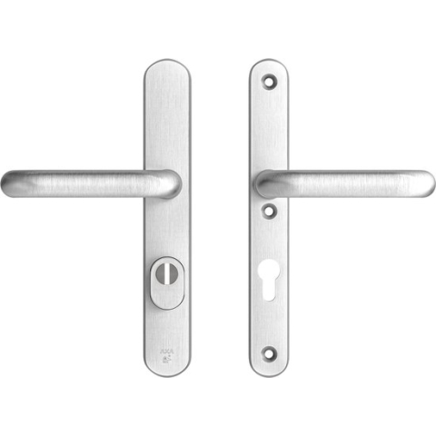 AXA Veiligheidsbeslag (Oval Plus) Smal Aluminium geslepen: Kruk-Kruk (model U) PC72 met kerntrekbeveiliging SKG***