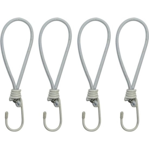 Pro Plus Tentspanner met Haak - 20 cm - Elastisch - Wit - 4 stuks