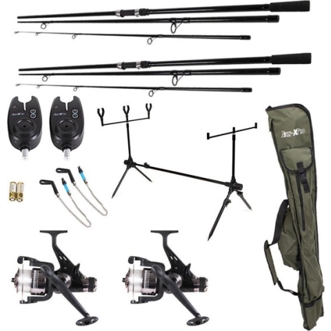 FISH-XPRO - Karper set - Pro Improve Set - 2-Rod - Karperhengelset - Zwart