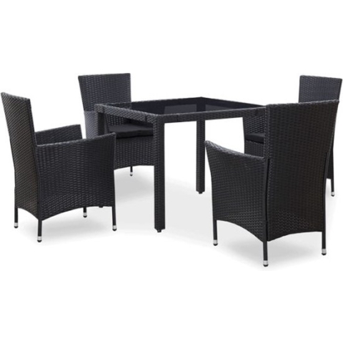 vidaXL-5-delige-Tuinset-poly-rattan-zwart