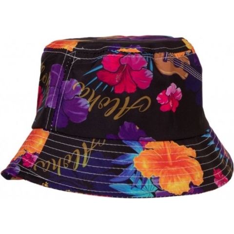 Vissershoedje Hawaii print zwart - AANBIEDING.