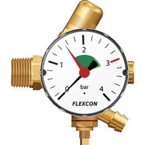 Flamco Flexcon aansluitgroep 12mmx1/2 met manometer