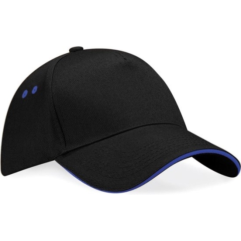 Beechfield Ultimate 5 Panel Cap - Sandwich Peak Black/Bright Royal