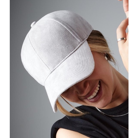 Suede Panel Cap ‘Beechfield’ Wit One Size