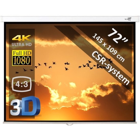 Manueel projectiescherm 72" (183cm) - 145 x 109 cm - 4:3 - mét CSR-systeem - beamer scherm