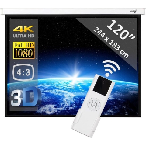 Elektrisch projectiescherm met afstandsbediening - 120" (3m05) - 244 x 183 cm - 4:3 - beamer scherm
