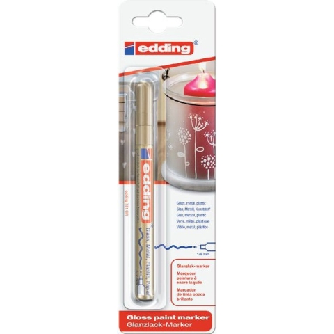 Viltstift edding 751 lakmarker rond goud 1-2mm blister - 10 stuks
