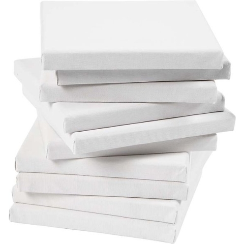 Gespannen canvas, D: 1,6 cm, afm 15x15 cm, 280 gr, wit, 80 stuk/ 1 doos