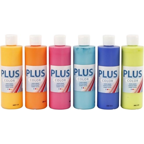 Plus Color acrylverf, kleurrijk, 6x250 ml