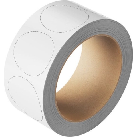 Ronde witte stickers, 25 meter op rol 50 mm - 475 per rol
