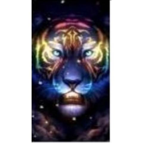 Diamond Painting Woeste Tijger Extra blinkende steentjes40 x70 cm vierkante steentjes