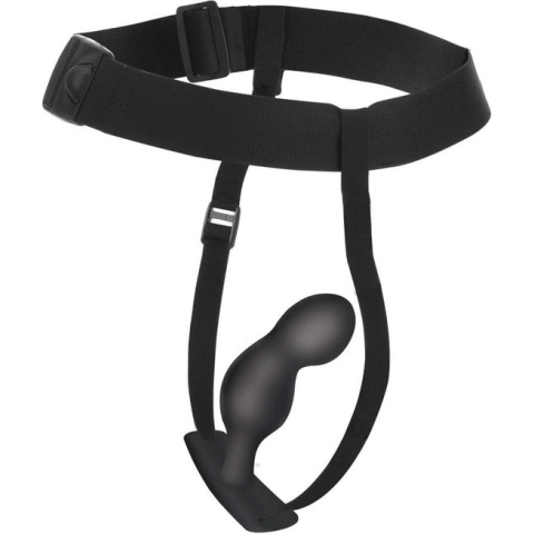 XR Brands P-Spot Plugger - Siliconen Prostaatplug met Harnas en Afstandsbediening black