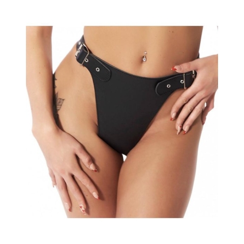 Rimba Bondage Play Leren Slip met dildo aan de binnenkant