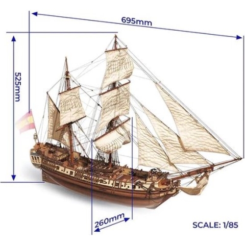 Occre - La Candelaria - Houten Modelbouw - Historisch schip - schaal 1:85