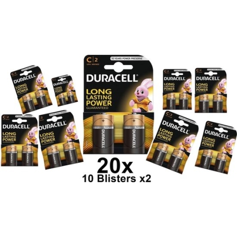 20 Stuks (10 Blisters a 2st) - Duracell LR14/C/Baby/R14/MN 1400/AM-2/E93