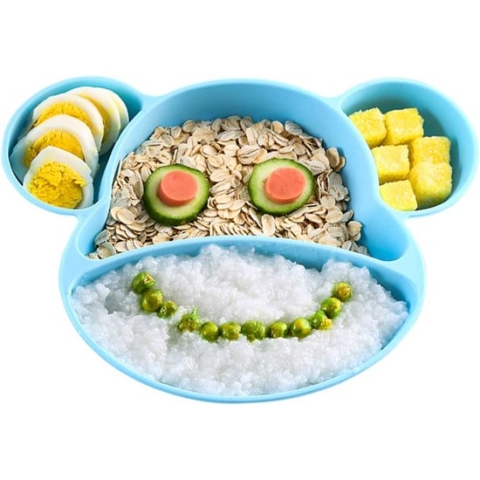 Put plates with compartments - Silicone Baby Board / Non-Slip Kids Placemat with Suction Cups - Self-Feeding Training