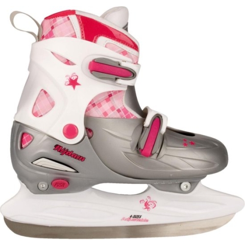 Nijdam Kunstschaats Meisjes Verstelbaar - Hardboot - Zilver/Wit/Roze - 34-37