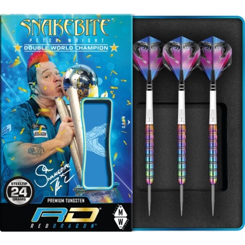 RED DRAGON - Peter Wright Snakebite 1: Steeltip Tungsten Dartpijlen Professioneel - 24 gram
