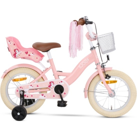 SJOEF Dolly Meisjesfiets 14 inch - Kinderfiets 3, 4 & 5 jaar roze