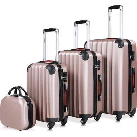 Monzana Hardcase Kofferset 4 delig - M L XL Beautycase - Rosé