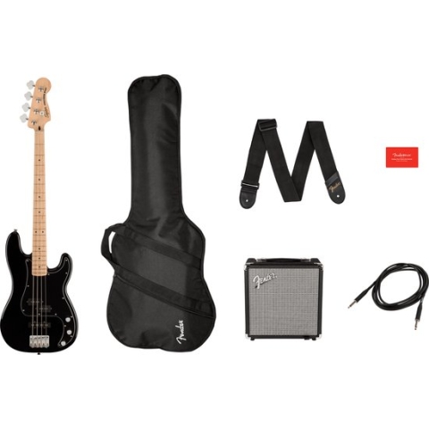 Squier Affinity Series Precision Bass PJ Pack MN Black starterset elektrische basgitaar