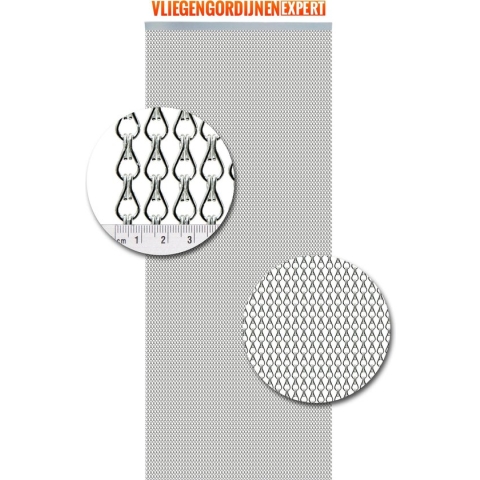 Vliegengordijnenexpert - Vliegengordijn - 90x210 cm - Zilver