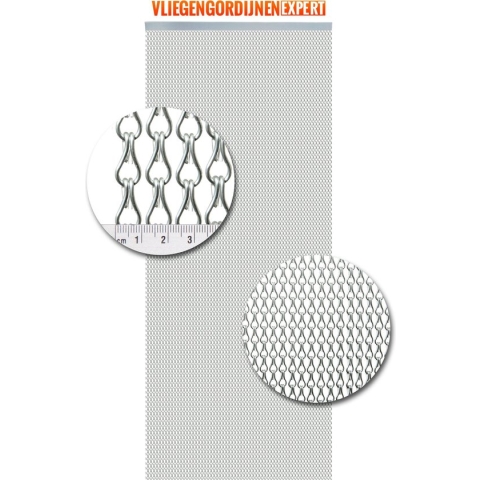 Vliegengordijn Aluminium - 90 x 210cm - Zilver