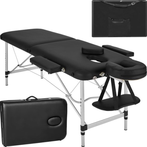 tectake® - 2-zones massagetafel - 4cm matras - alu - zwart - 402786 - behandeltafel