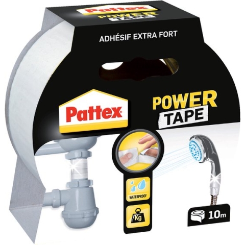 Plakband Pattex Power Tape 50mmx10m wit - 6 stuks
