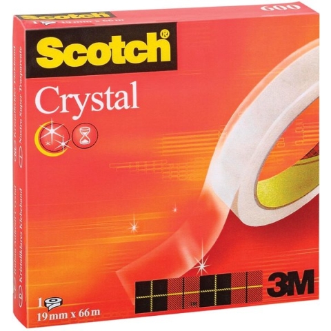 Plakband Scotch Crystal 600 19mmx66m transparant - 12 stuks - 12 stuks