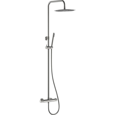 Ribbd thermostatische opbouw regendouche geborsteld staal
