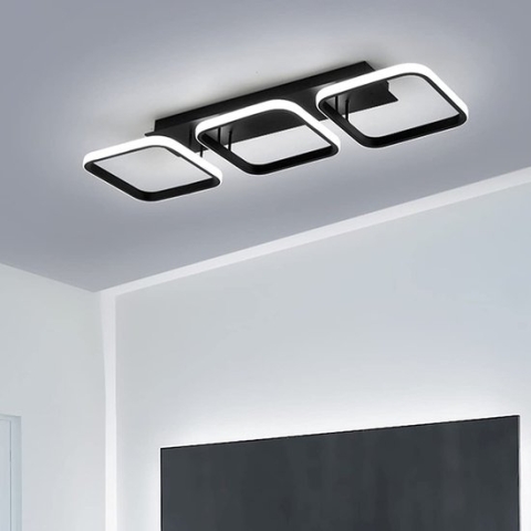 LuxiLamps - 3 Head Moderne Plafondlamp - Kroonluchter - Plafonnière - 52 cm - Zwart - Plafonniére