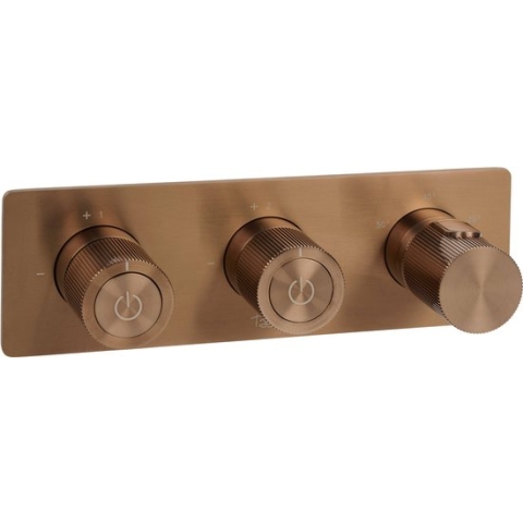 Ben Engraved Line thermostaat afbouwdeel met omstelrichting Geborsteld koper