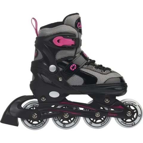 Champz Kinder Inline Skates | Verstelbaar | ABEC7 | Semi-Softboot | Aluminium | Zwart/Roze | 39-42 EU