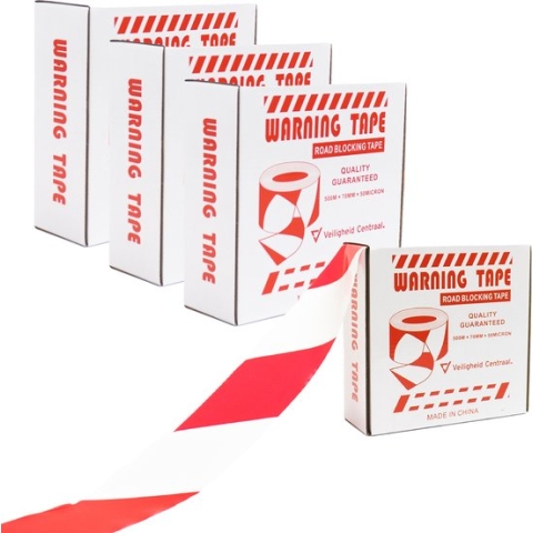 Afzetlint rood wit 500 meter - 4 stuks afzetlinten