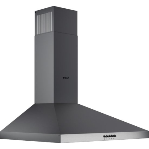 Wiggo WE-A630P(G) - Wandschouw Afzuigkap - 60 cm - 680m³/h - 3 standen - Energieklasse A - Grijs - Koolstoffilters meegeleverd