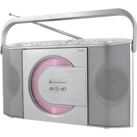 Soundmaster RCD1755SI - Draagbare stereo kofferradio met verticale CD/MP3-speler, zilver