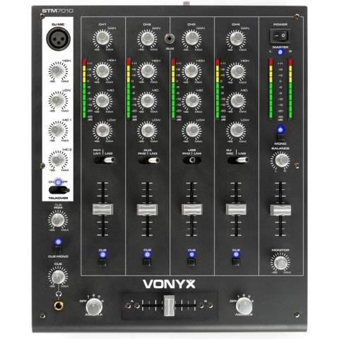 Vonyx STM-7010 Mixer 4-Kanaals DJ Mixer met USB
