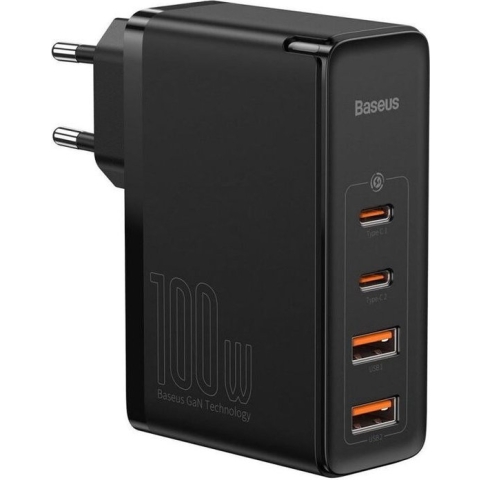 Baseus GaN2 100W Snellader met Power Delivery + 100W USB-C Kabel Zwart
