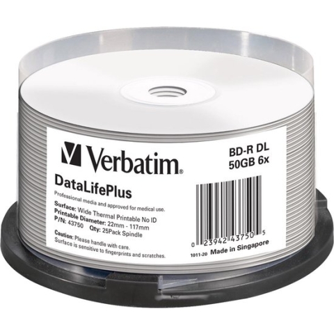 Verbatim BD-R DL 50GB 6X SP WIDE PRINTABLE NO-ID - Rohling