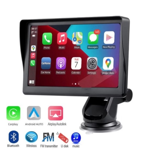 Navigatiesysteem 7 inch - 2023 - Apple Carplay (draadloos) - Android Auto - Universeel - Bluetooth - Touchscreen - Autonavigatie / CarPlay