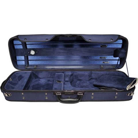Vioolkoffer Leonardo VC-47-UU 4/4 rechthoekig blauw suede