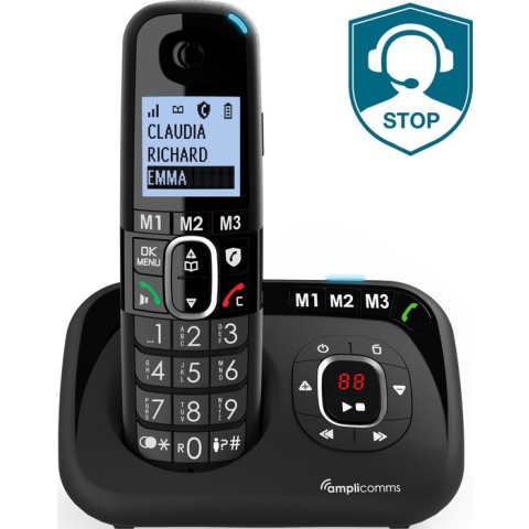 Amplicomms BT1580 Dect huistelefoon antwoordapparaat voor de vaste lijn - groot lcd display - grote toetsten - blokkeren ongewenste beller